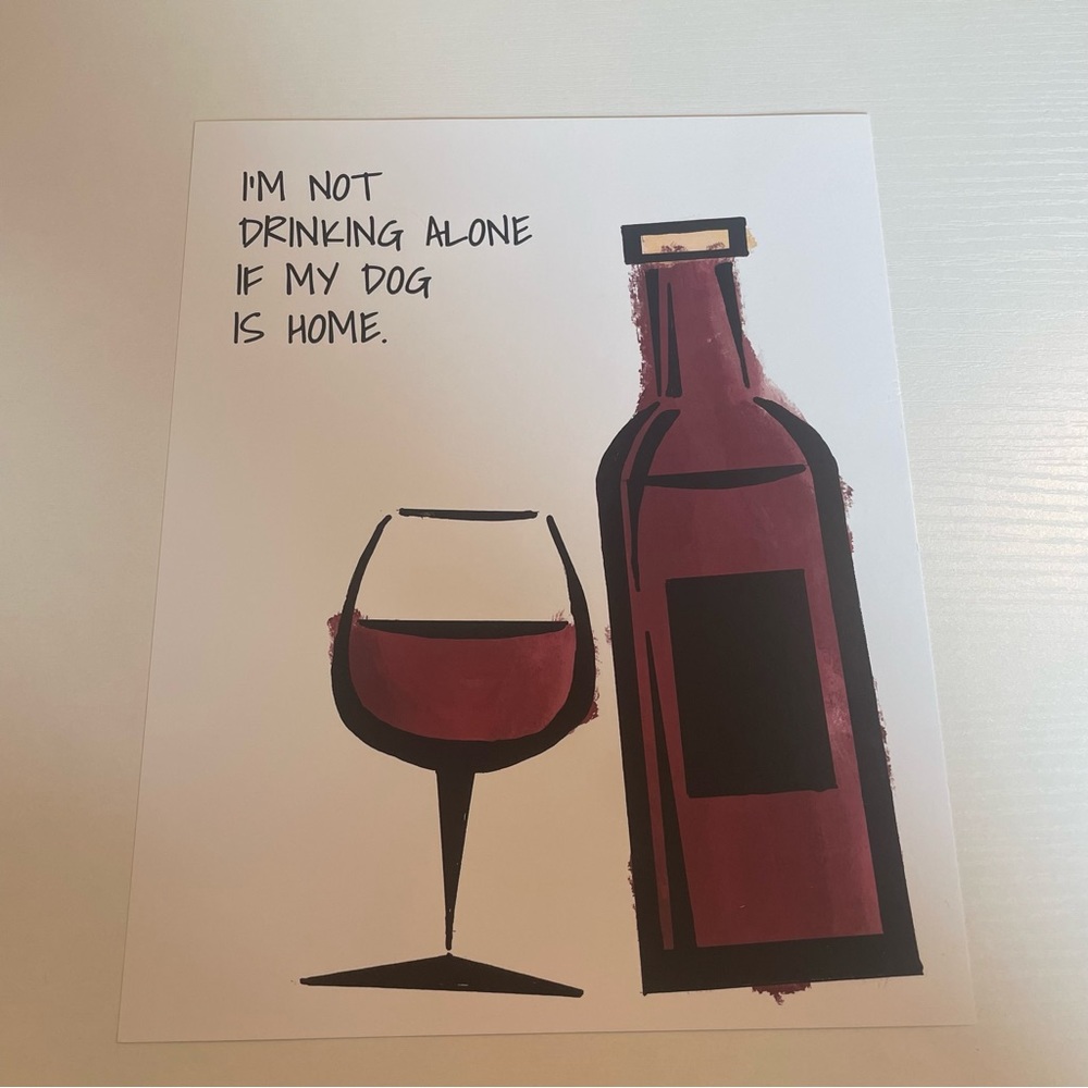 Cardstock Funny Wine Drinking Print